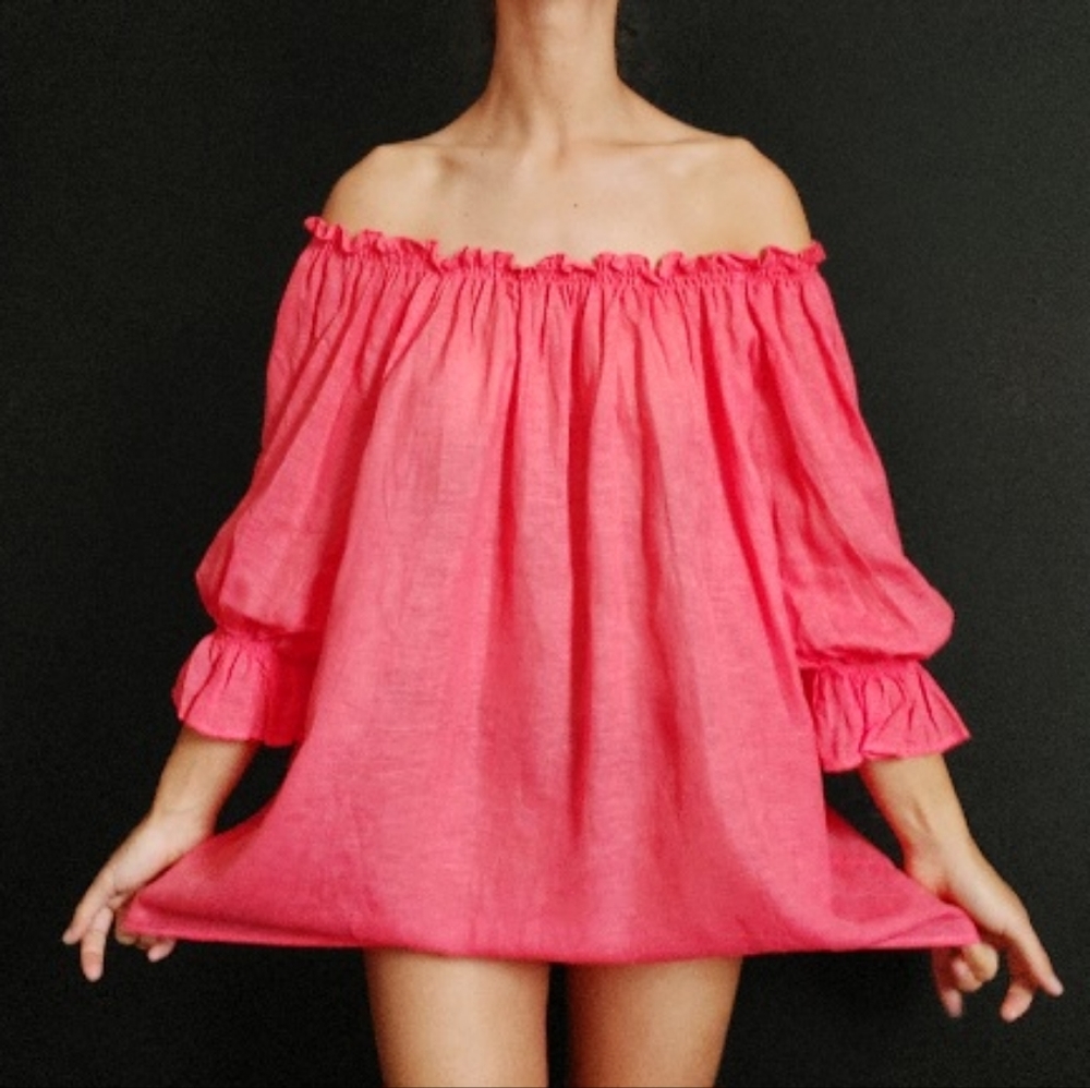 Vintage Off shoulder 100% linen dress/top